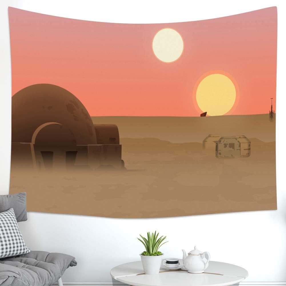F-FUN SOUL Twin Suns Planet Wars Tapestry, 80x60inchs Soft Flannel, Desert Globe Tatooine Wall Hangi