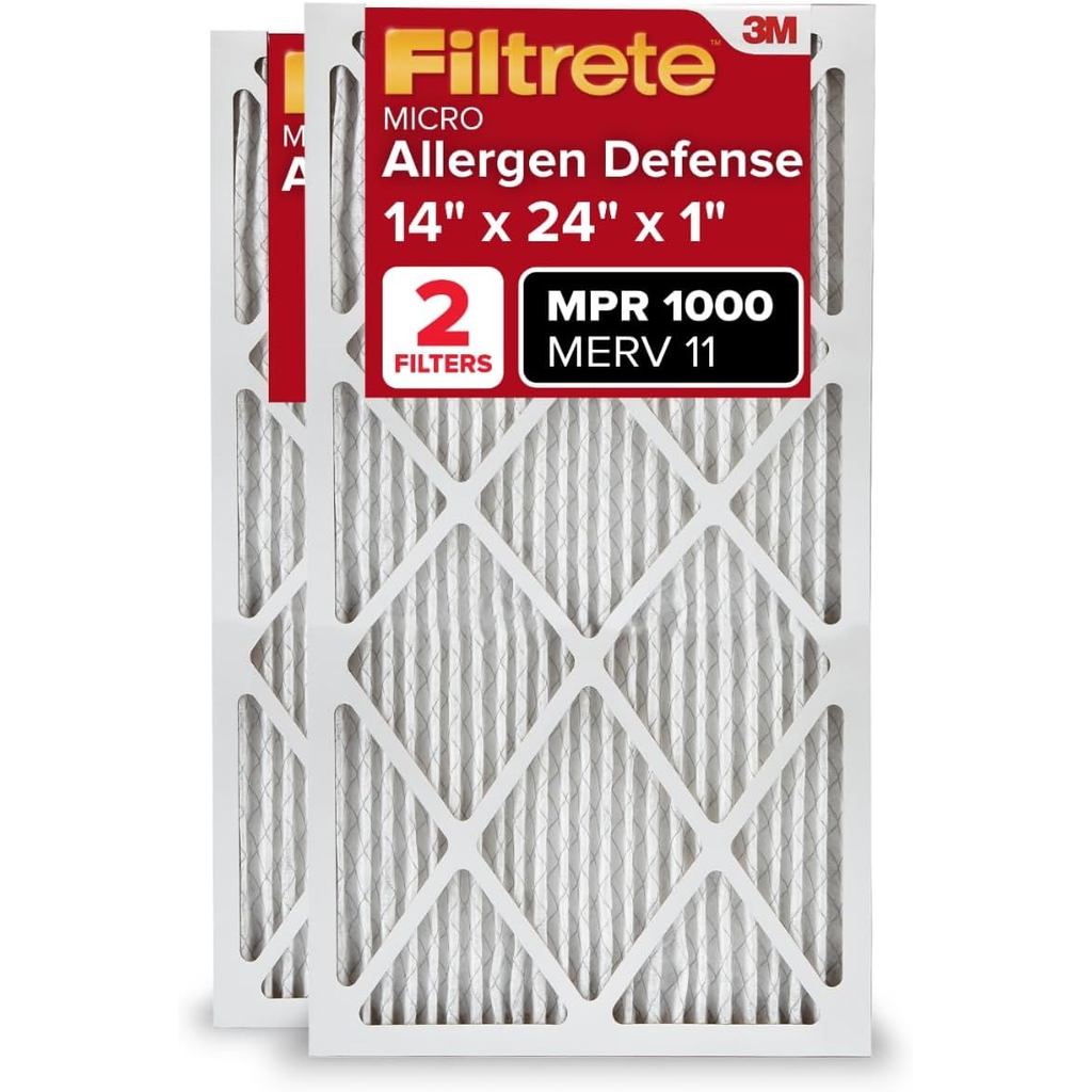 Filtrete 14x24x1 กรองอากาศ AC Furnace MPR 1 MERV 11, Allergen Defense, 2-Pack (มีมิติ 13.81 x 23.81 