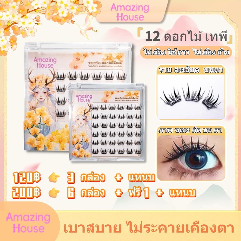 【Amazinghouse】ขนตาปลอม 3D｜เลือกได้ 13 แบบ ผสมได้ตามใจ｜รุ่นไม่ต้องใช้กาว 12 แบบมาใหม่｜แพ็กเกจใหม่ ราคาเดิม｜ซื้อ 3 ลด 44%｜ซื้อ 6 แถม 1 + คูปองลด 10฿｜ขายดีสุดคุ้ม