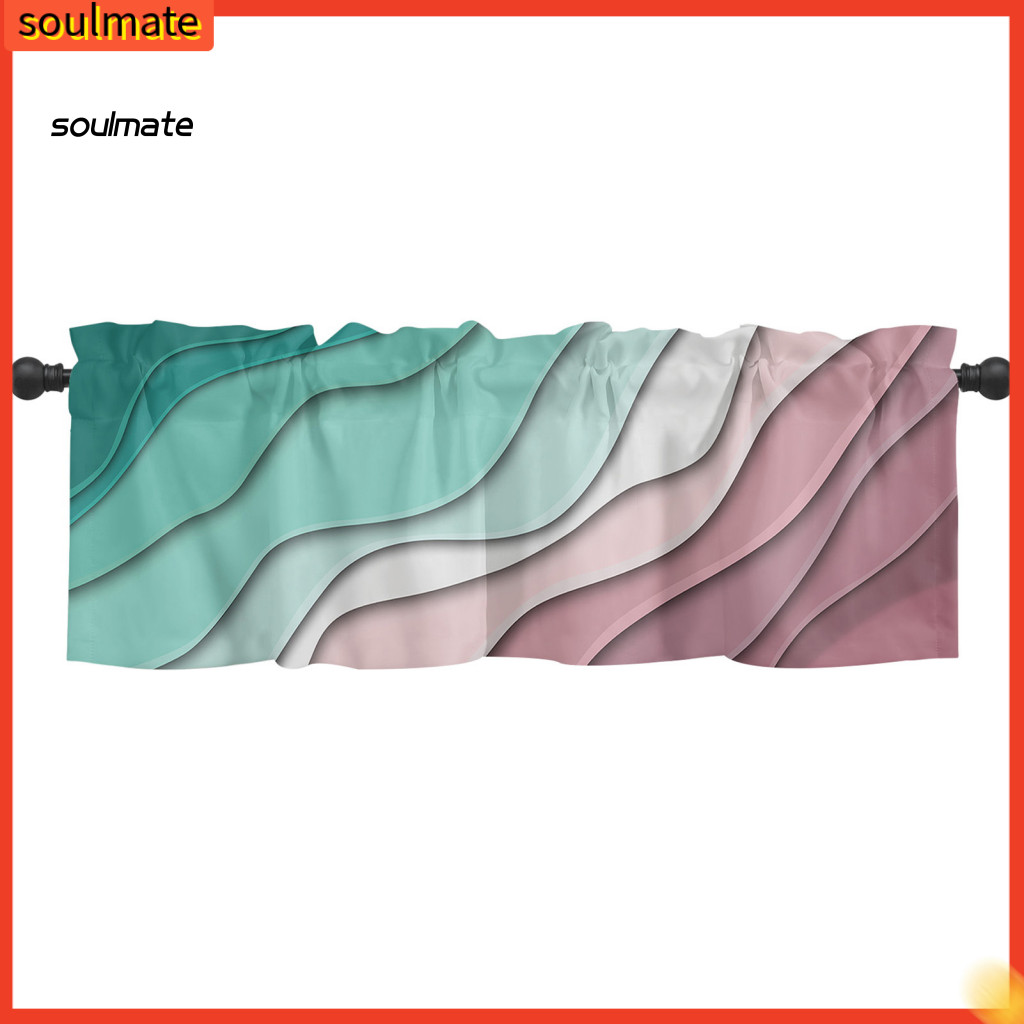 โซลเมท| Valance ผ้าม่านสั้น Ocean Wave Valance Ocean Wave Gradient สีหน้าต่าง Valance ความงามบังแดดส