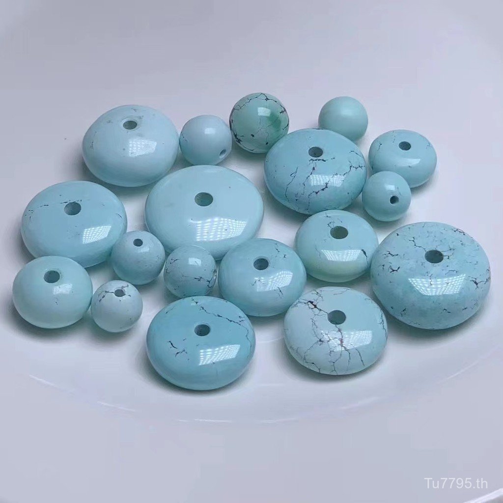 วัสดุดอกไม้ คุณภาพดีหัวเข็มขัด Turquoise Lake Beihu น้ําสีฟ้าแร่ดิบสุทธิพอร์ซเลนสูงสดชื่นรอบลูกปัดวั