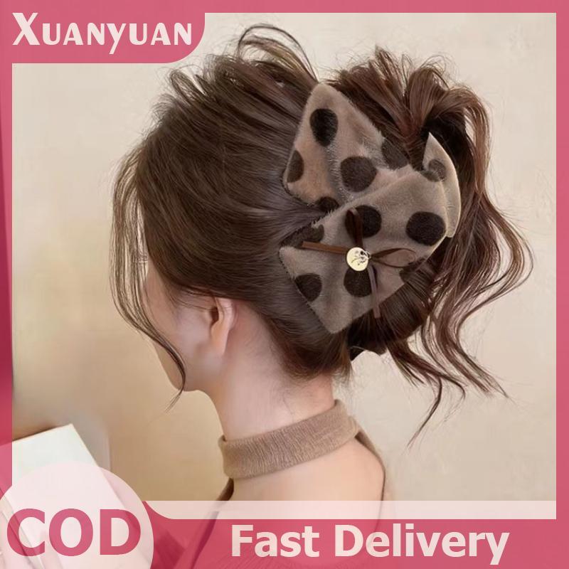 XUAN ฤดูใบไม้ร่วงฤดูหนาวเสือดาวพิมพ์ Polka Dot ตุ๊กตาสามเหลี่ยม Back Of The กิ๊บติดผมผู้หญิง Headwear TH - รูปที่ 2