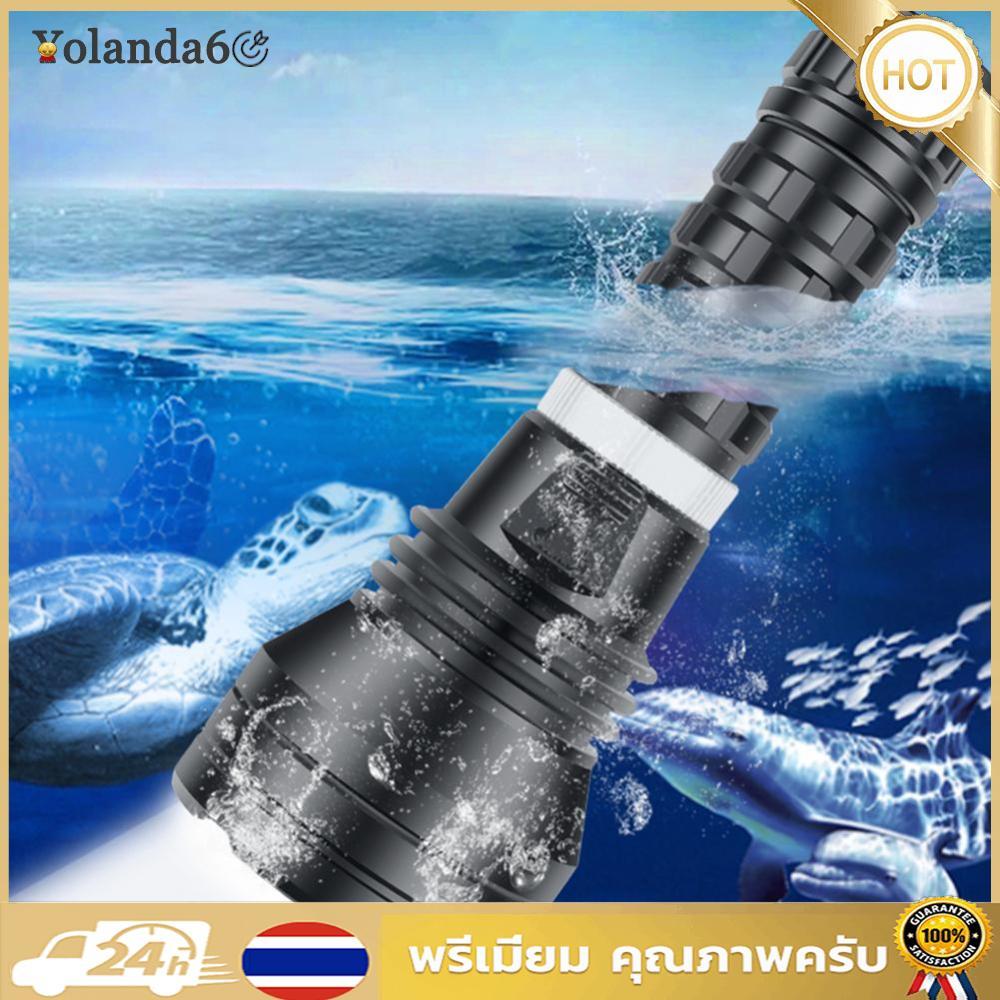 Super Bright XHP70 ไฟฉายด้าน้ำ LED โคมไฟพกพา