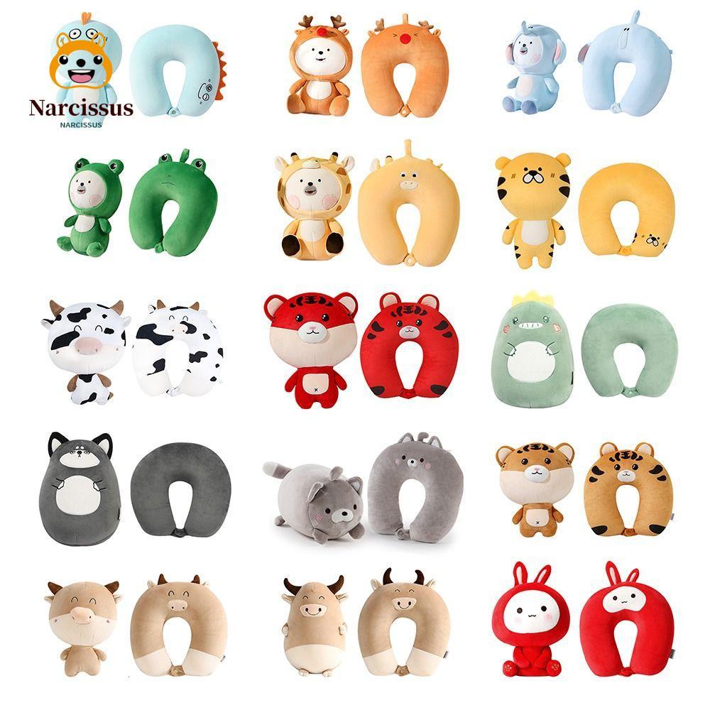 NARCISSUS หมอนรองคอ อเนกประสงค์ ลายการ์ตูนน่ารัก หมอนฟู รูปตัว U ป้องกันคอ เพนกวิน ปลาวาฬ เปลี่ยนได้ ผลิตภัณฑ์ดูแลสุขภาพ