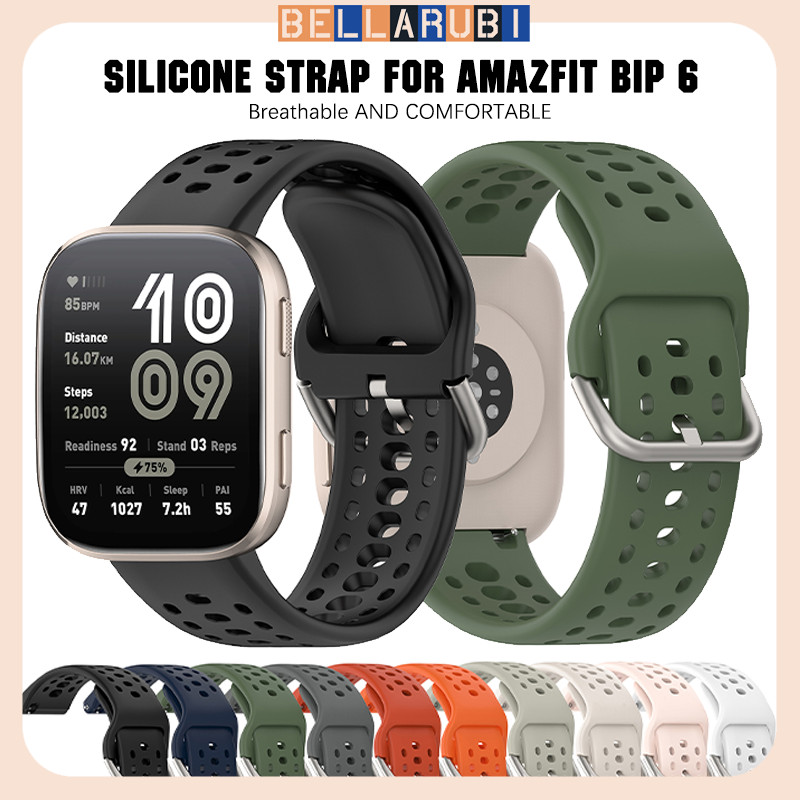 สายรัดข้อมือซิลิโคนอ่อนกีฬา for Smartwatch Amazfit Bip 6 สายรัดข้อมือซิลิโคนหายใจเปลี่ยน for Amazfit Bip 6