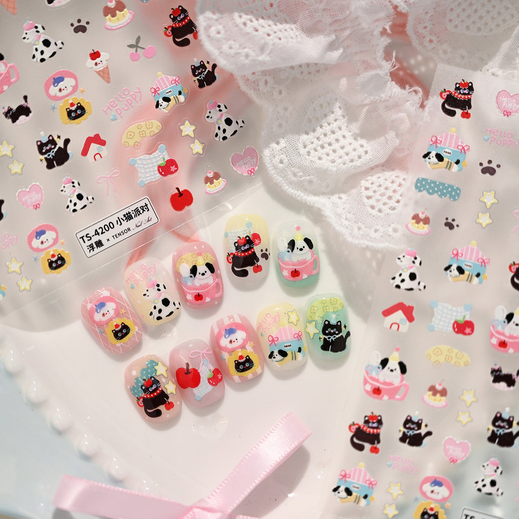 TENSOR Cross-Border ขายร้อน TS-4200 ลูกแมวนูนน่ารักการ์ตูนขายร้อนสติกเกอร์แต่งเล็บขายส่ง