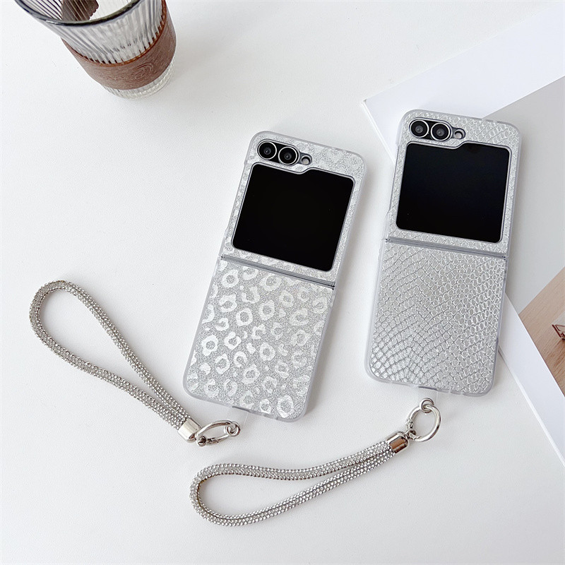 Slim Laser Leopard Hard Case สําหรับ Samsung Galaxy Z Flip 7 Flip 7FE Z Flip 6 Z Flip 5 Z Flip 4 Gli