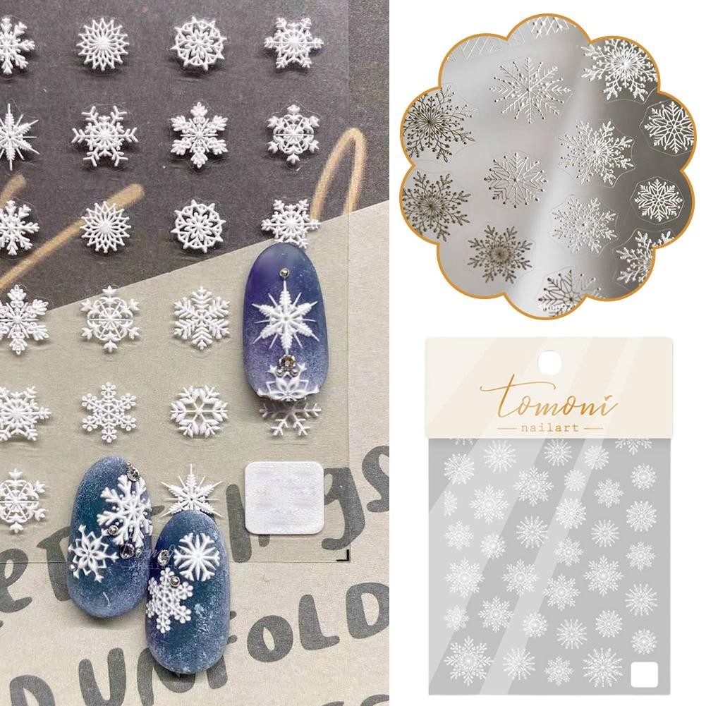 3d Snowflake Lace สติ๊กเกอร์ติดเล็บสีขาว Ins Nail Art สติ๊กเกอร์ติดเล็บสติ๊กเกอร์ตกแต่ง O2c5