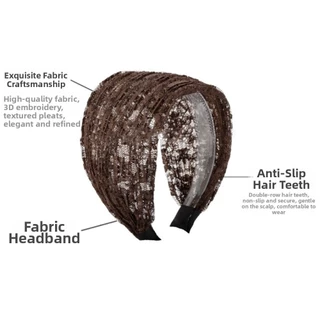 MUNDA ลูกไม้ตาข่ายผม Band, Headwear ลื่นกว้างด้านข้างผม Hoop, Elegant อุปกรณ์เสริมผมยืดหยุ่น Hollow ผู้หญิงลูกไม้ Hairbands สําหรับผู้หญิงสาว