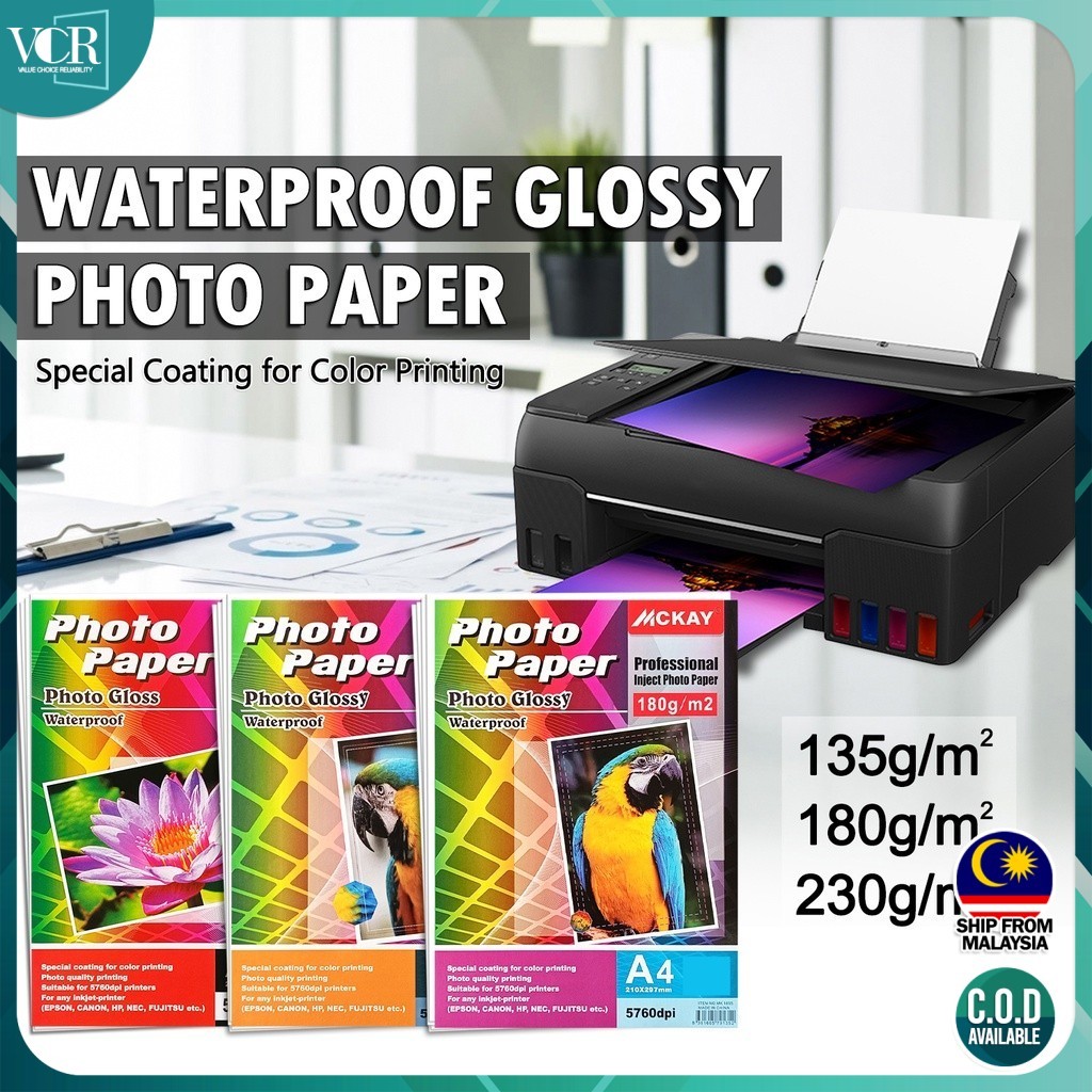 VC Art A4 กระดาษภาพถ่ายเคลือบเงาพิเศษ 115/180/230GSM- ต่อแพ็ค