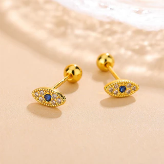 Evil Eyes Stud Earring ชุบเงิน-quality สําหรับผู้หญิง ไม่แพ้ง่าย เหมาะสำหรับการสวมใส่ทั่วไปและการแต่งHelix