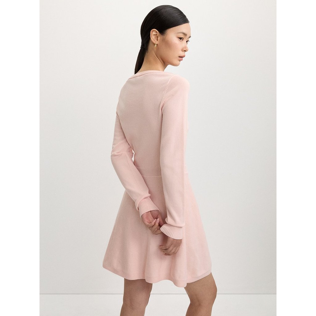 [Pomelo] เดรสไหมพรมดีเทลคัทเอาท์ / Keyhole Knit Dress — صورة 4