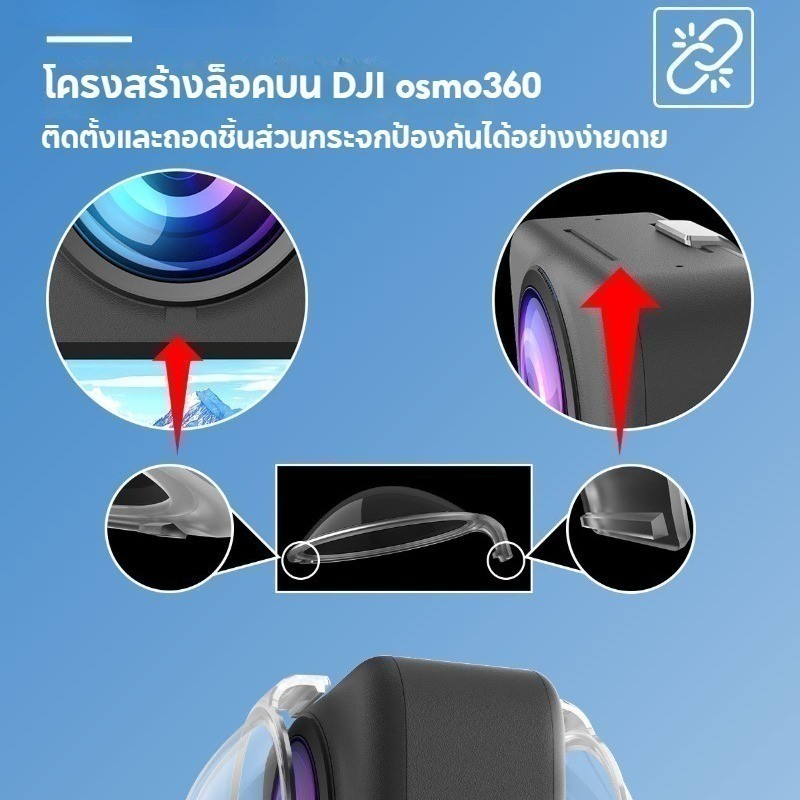 COD กระจกป้องกันเลนส์โปร่งใส DJI Osmo 360 คมชัดไม่ลดทอน แข็งแกร่งปกป้องขั้นสุด หน้าจอป้องกันกระจกนิรภัย เลนส์ - รูปที่ 5