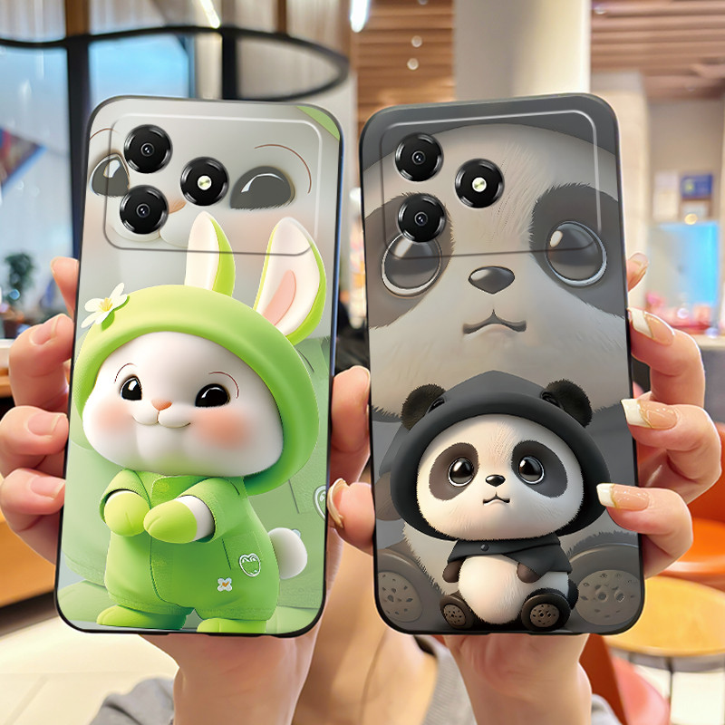 เคสโทรศัพท์สําหรับ ZTE Blade A36 ซิลิโคนอ่อนนุ่มสีดํากรณีรูปแบบดูดีรักแพนด้ากระต่ายเปลือกกันกระแทก ZTE Blade A36 ปลอก