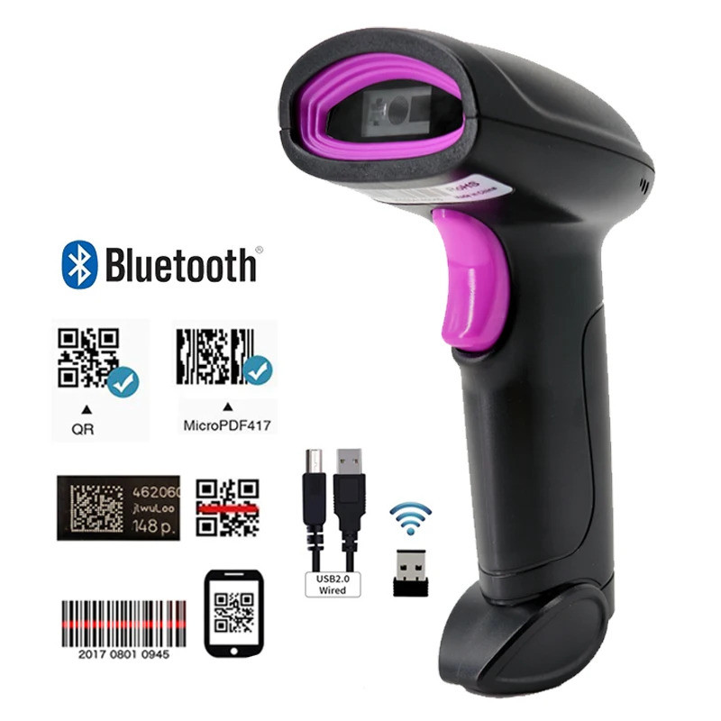เครื่องสแกนไร้สาย เครื่องสแกนบาร์โค้ดมือถือ 2d Qr Codes Reader Pdf417 Bar Code Reader รองรับสําหรับร