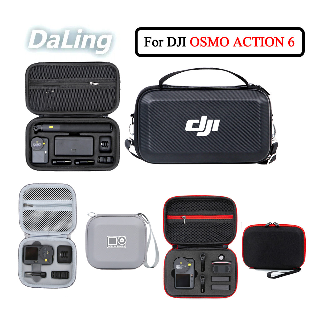 หลายสไตล์ DJI OSMO ACTION6 กระเป๋าเก็บของ Standard Edition กล่องเก็บของ ACTION6 Smooth Shot ชุดกระเป๋ากีฬากล้องกระเป๋าเดินทางอุปกรณ์เสริมกรณี