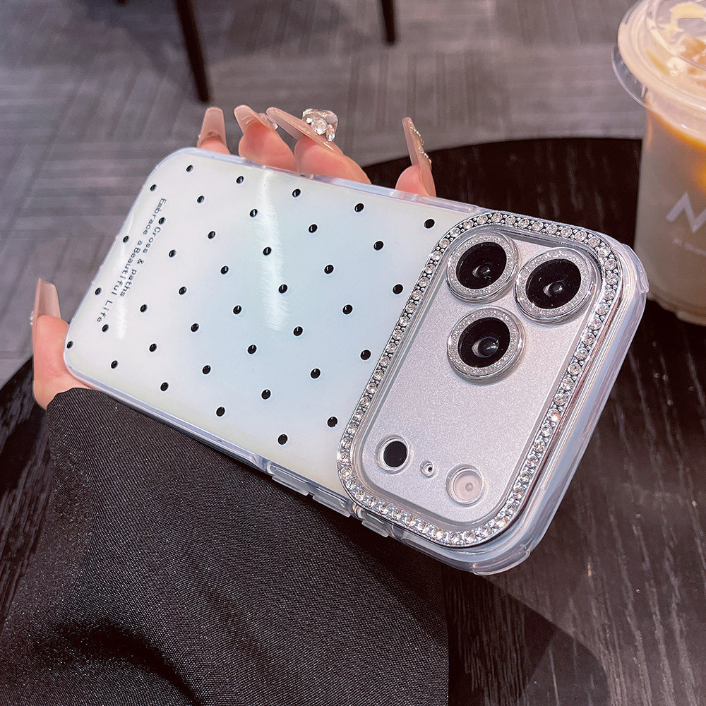 จุดเพชรอะคริลิคเคสโทรศัพท์สําหรับ ไอโฟน 17 มือโปร สูงสุด 17 อากาศ 16 บวก 15 14 13 12 11 กันกระแทกป้องกันปลอก