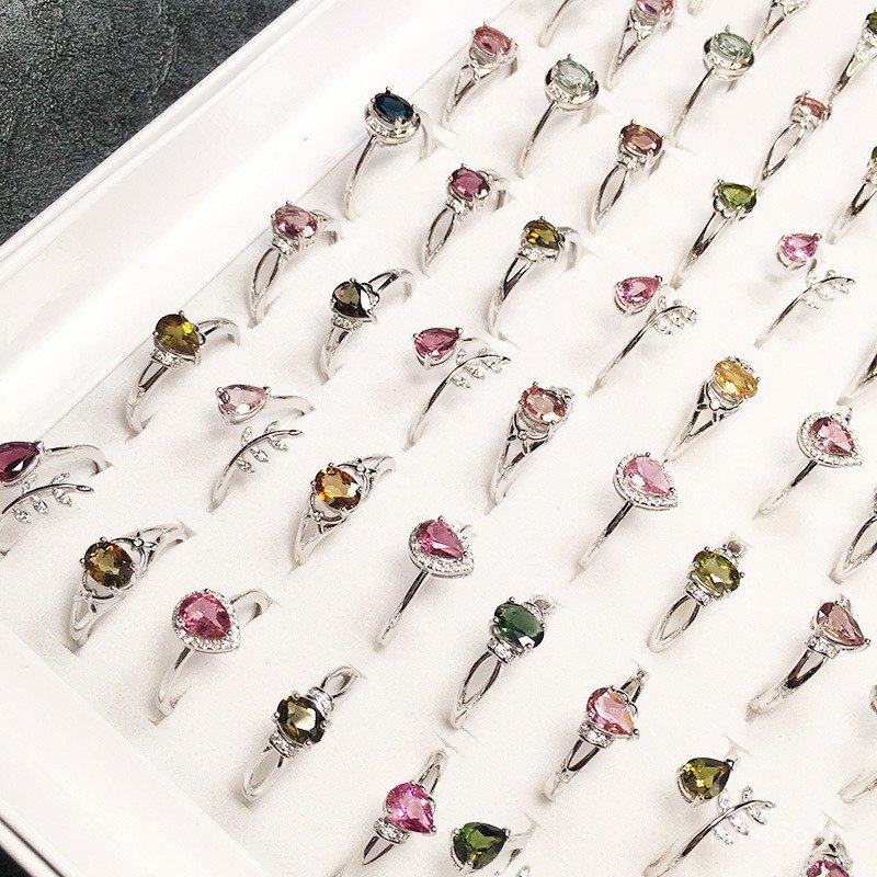 แหวนเงิน S925 ฝังทัวร์มาลีนบราซิลสด สีลูกกวาดคริสตัลสะอาด EFY8