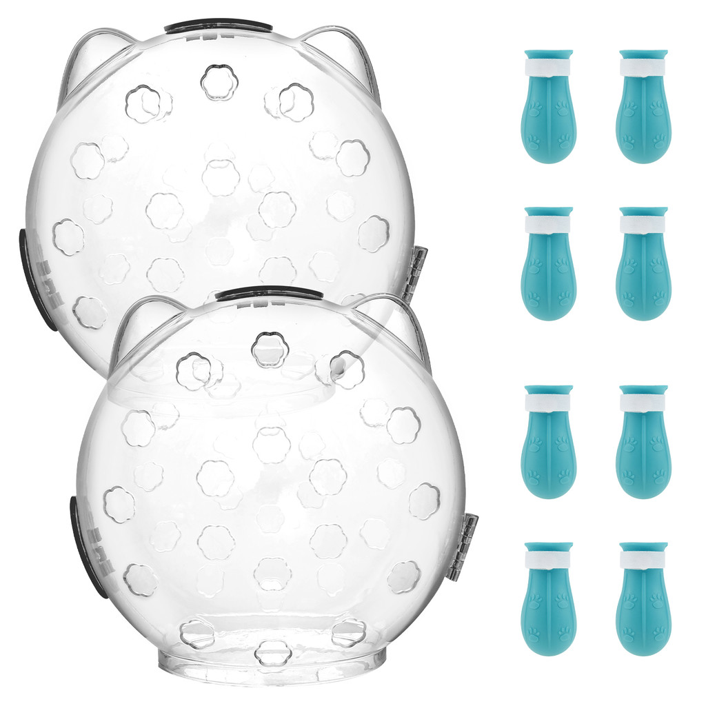 Cat Muzzle สําหรับ Grooming Breathable Cat Muzzle หมวกกันน็อคโปร่งใส Cat Space Hood หูรูปร่างออกแบบ 