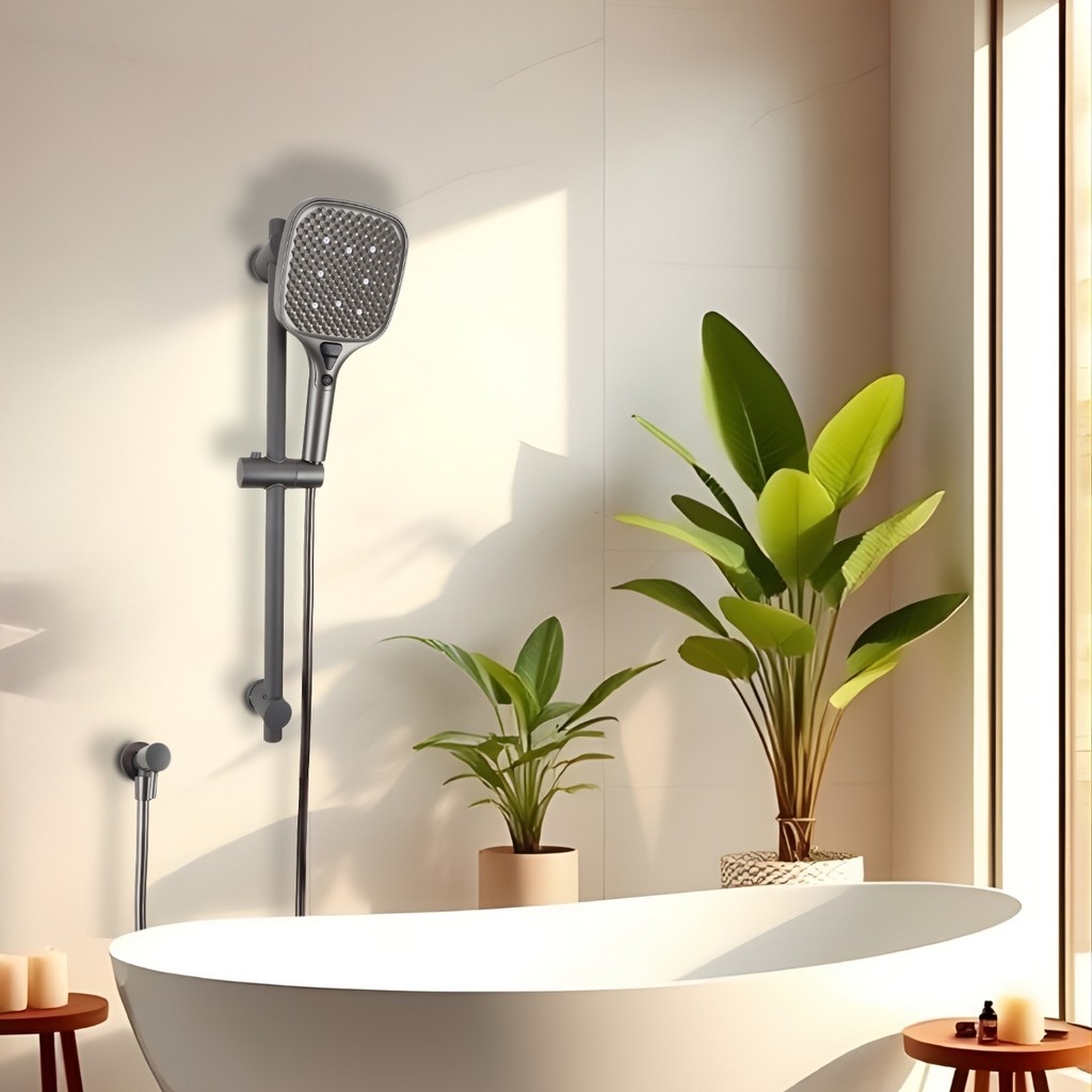 ฝักบัวฝักบัวแรงดันสูง ฝักบัวไซซ์ใหญ่ ดีไซน์หน้าเหลี่ยม โมเดิร์น หรูเข้าทุกห้องน้ำ - รูปที่ 5