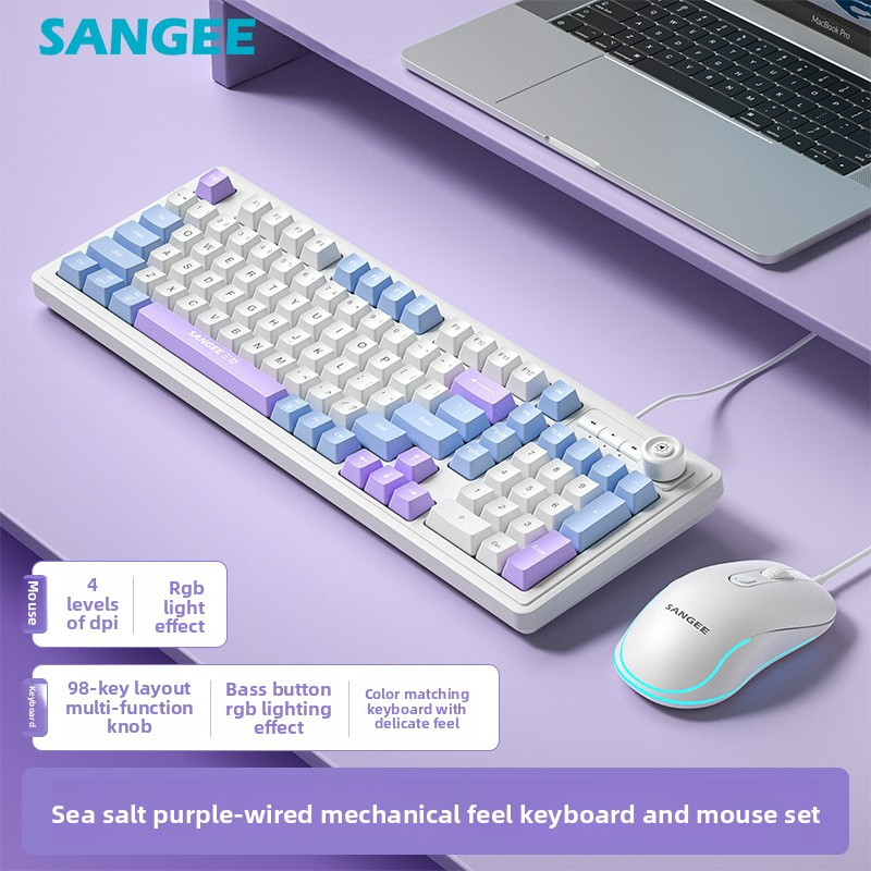 K18 คีย์บอร์ดแบบมีสายสําหรับเล่นเกม Tri-Color Backlit Mechanical Feel Desktop Office ใช้คุณภาพสูงระด