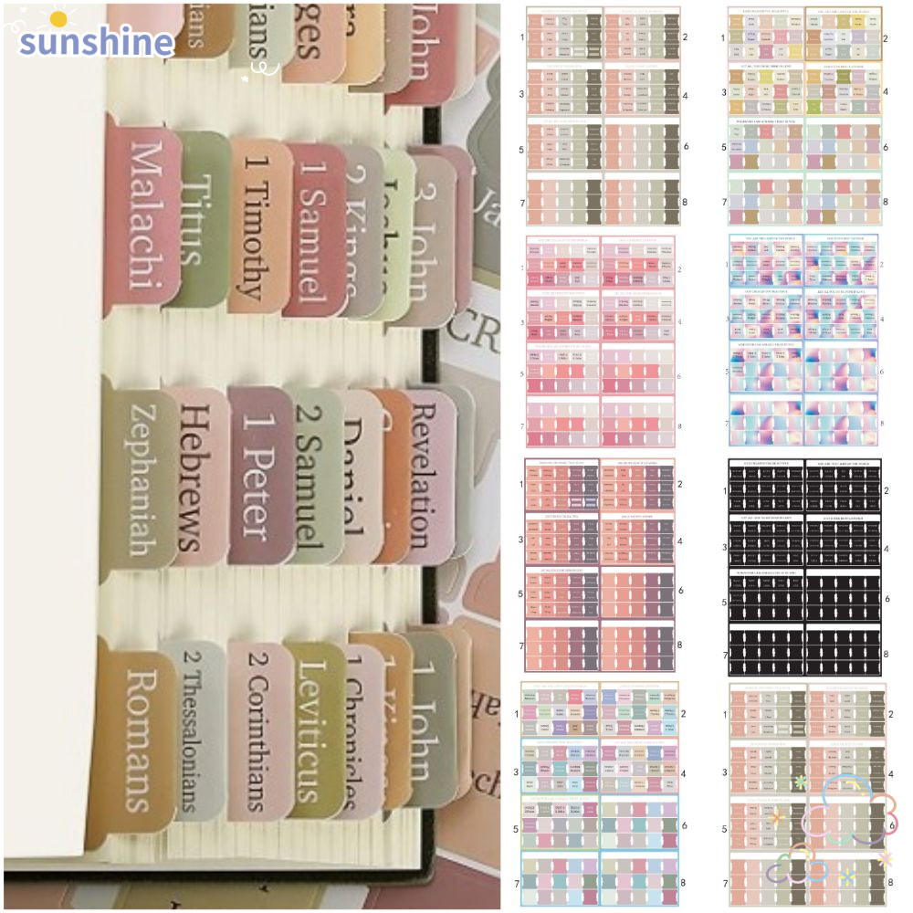 SSUNSHINE 120PCS แท็บพระคัมภีร์ลามิเนต,ลามิเนต Multi-Color Boho Bible Tabs,ที่มีสีสัน Easy Navigatio