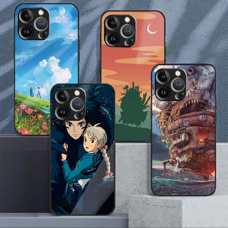 Howls Moving Castle Studio Ghibli 04 แก้วเคสโทรศัพท์สําหรับ IPhone 16 15 14 13 12 11 Pro XR XS Max P