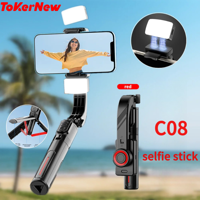 ToKerNew มือถือ Gimbal สมาร์ทโฟนบลูทูธมือถือ Stabilizer พร้อมขาตั้งกล้อง Selfie Stick พับ Gimbal สํา