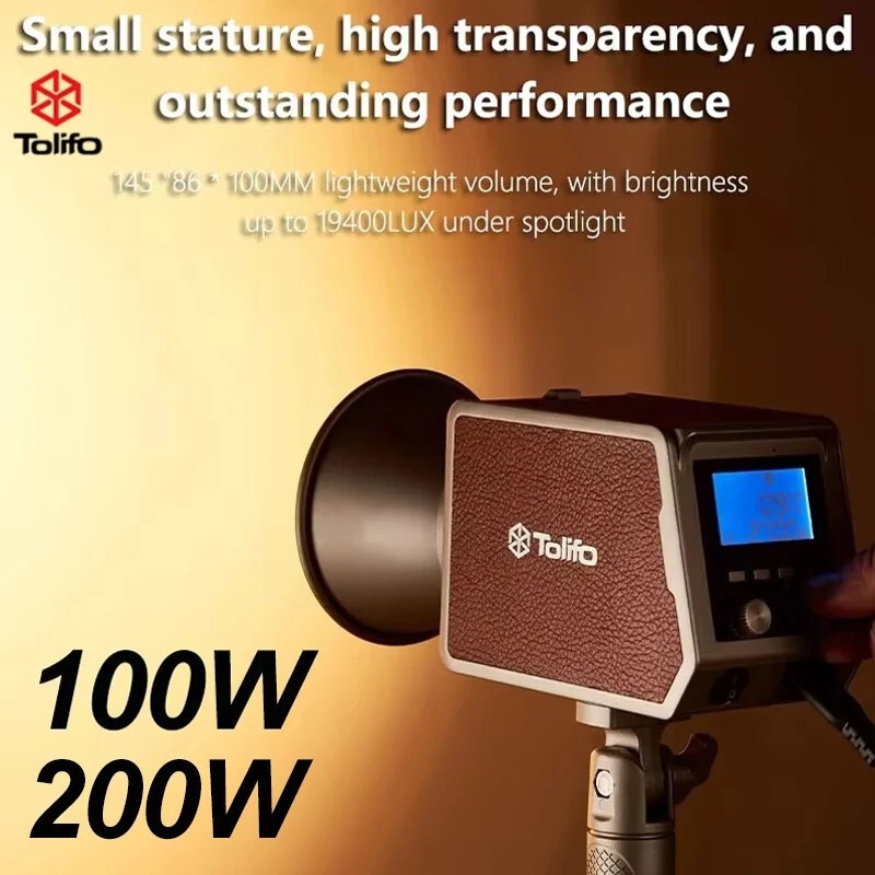 Tolifo 200W/100W LED Video Light 2700k6500K Bowens Mount Studio COB Continuous Light with Handle and