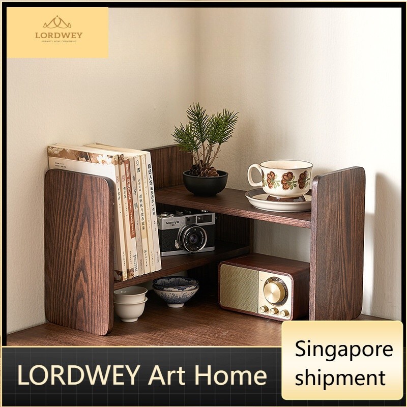 LORDWEY Solid wood shelf storage shelf desktop coffee cup storage shelf wooden corner bookshelf