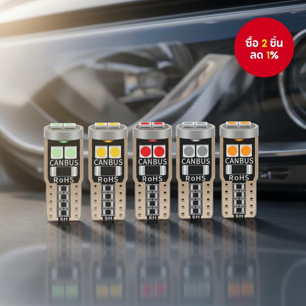 หลอดไฟ LED TCYATO แพ็ค 10 หลอด 12V 6000K T10W 5W 194 501 6 SMD 3030 สําหรับยานยนต์