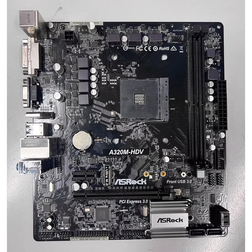 ASRock A320M-HDV เมนบอร์ด Micro-ATX เมนบอร์ดสําหรับ Amd Ryzen AM4 CPU DDR4 เมนบอร์ด