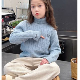 ฤดูหนาวใหม่ - สาวคอสูงเสื้อกันหนาวเด็กสบาย ๆ หนานิ้วเสื้อกัน…