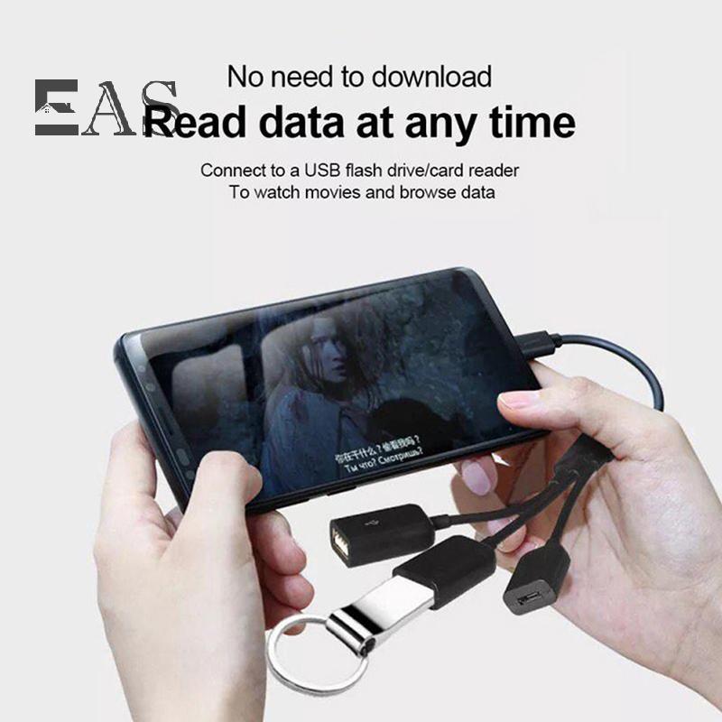 [EA] 3in1 Micro USB ถึง 2 OTG 3 พอร์ต HUB Cable Splitter Micro-USB Type-C อะแดปเตอร์แปลงสําหรับแท็บเ