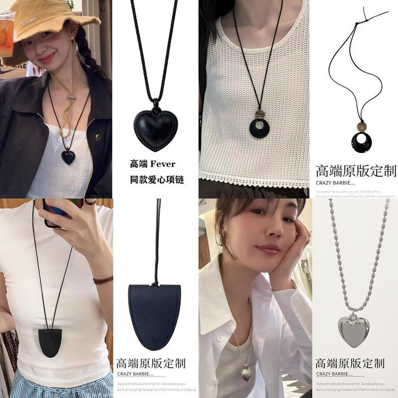 สร้อยคอแฟชั่นแบบเรียบหรูดีไซน์เฉพาะตัว รูปหัวใจ สไตล์คลาสสิก เหมาะสำหรับทุกโอกาส fever black love ขน