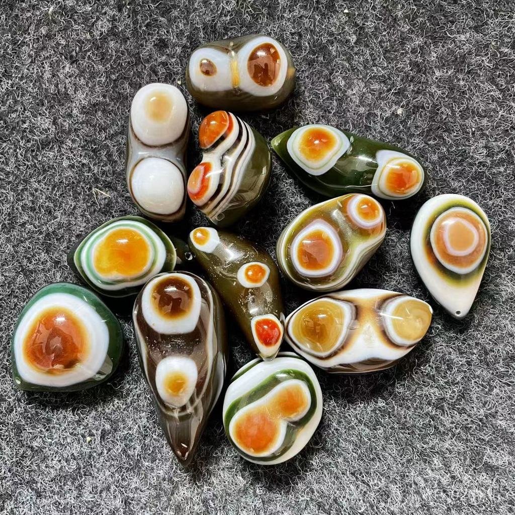 Sheeps Eye Dzi ลูกปัด Dzi ลูกปัด Dzi ทําความสะอาดขอบทิเบตทิเบตน้ํามันสูง Dzi ลูกปัด Pulp-หุ้ม Dzi ลู