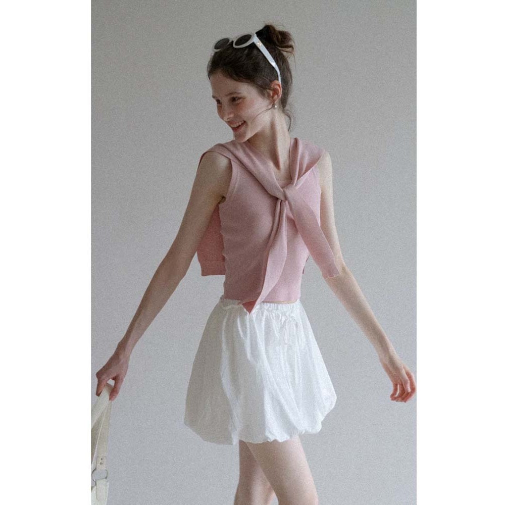 Verve ตู้เสื้อผ้า Verve ชุดตู้เสื้อผ้าสองชิ้นเสื้อกั๊กถักบางและผ้าคลุมไหล่สําหรับผู้หญิง Elegant ฤดู