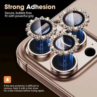 Bling เงา 3D เกียร์โลหะเพชรกล้องด้านหลังป้องกันแหวนสําหรับ iPhone 17 11 12 13 14 15 16 Pro Max Plus Air Mini แฟชั่น HD คลุมทั้งหมดเลนส์กระจกนิรภัย Anti Scratch ฟิล์ม