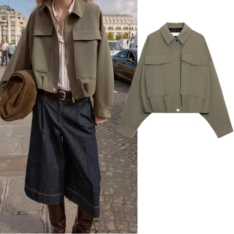 ZARA Bomber Jacket ปกแขนยาวจีบชาย