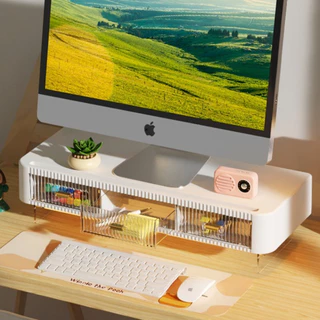 ชั้นวางของคอมพิวเตอร์ Office Station Desktop ลิ้นชักกล่องเก็บโต๊ะ Countertop Display ชั้นวางของจอ