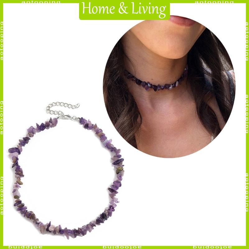 Colorful Natural Stone Choker Bohemia Gravel Beaded Grunge Necklace For Women