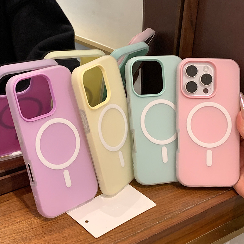 2IN1 เคสเจลลี่แคนดี้สีด้านสำหรับ iPhone 13 11 15 14 12 13 16 17 Pro Max กันกระแทกและป้องกันรอยนิ้วมือ Magnetic Case