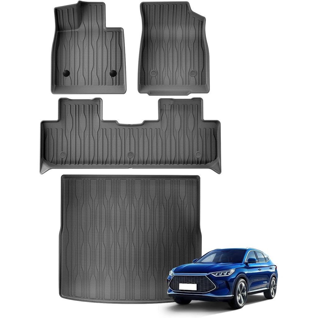 SMABEE ชั้น Mats & Cargo Liner สําหรับ 2022 2023 2024 BYD Song Plus DM-i EV TPE ทุกสภาพอากาศชั้น Lin
