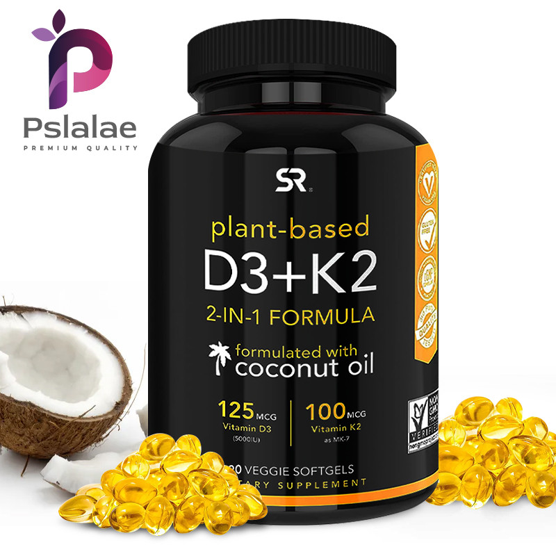 PSLALAE ผลิตภัณฑ์เสริมอาหารวิตามิน D3+K2 บรรจุ 115 mcg วิตามิน D3 และ 90 mcg วิตามิน K2 - 30/60/120 แคปซูล ผลิตในอเมริกา