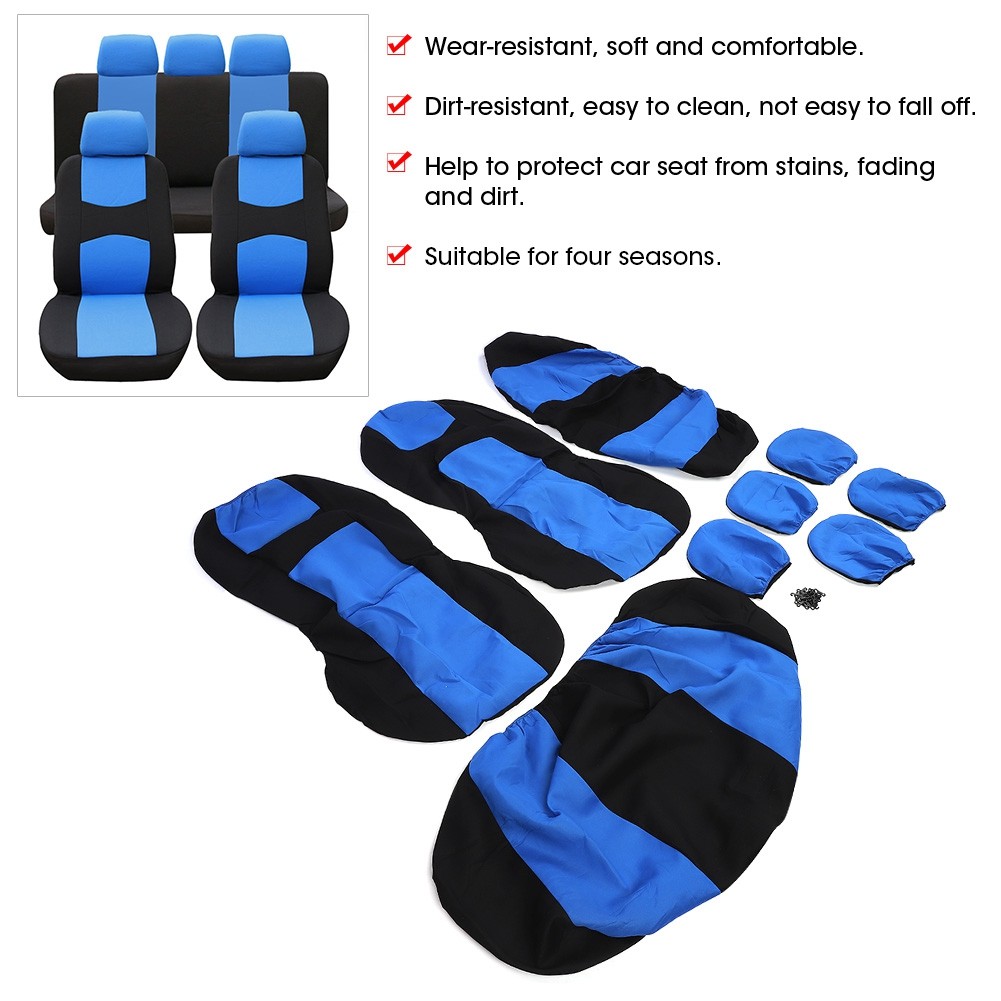 Shopp สําหรับที่นั่งครอบคลุม 9 ชิ้น Auto Cover Protector ชุด Breathable Universal อุปกรณ์เสริม 5 สํา