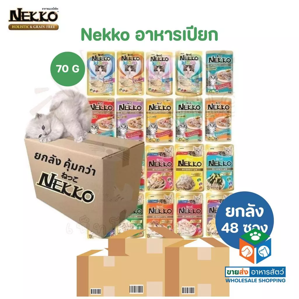 [ยกลัง 48 ซอง] Nekko อาหารเปียกแมว เน็กโกะ ไม่คละรส