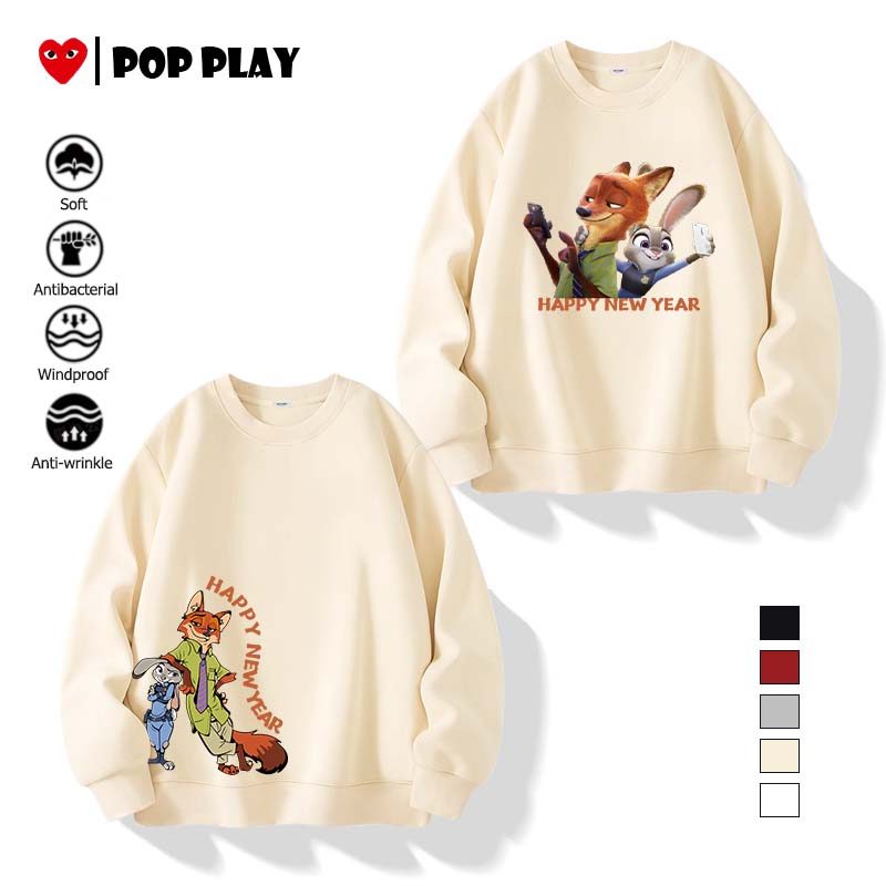 แบบไม่มีหมวก เสื้อแขนยาว บุขนกันหนาว 《Zootopia 2》Judy Nick ซูโรเครซี 2 ลายน่ารักการ์ตูน พร้อมส่งทุกสี พร้อมส่งจากกทม