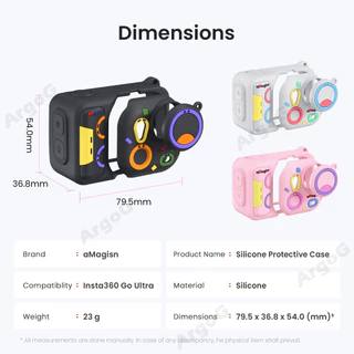 aMagisn เคสซิลิโคน Insta360 GO Ultra สีสันสดใส เคสนิ่ม พร้อมฝาครอบเลนส์และสายคล้อง อุปกรณ์เสริม GO Ultra