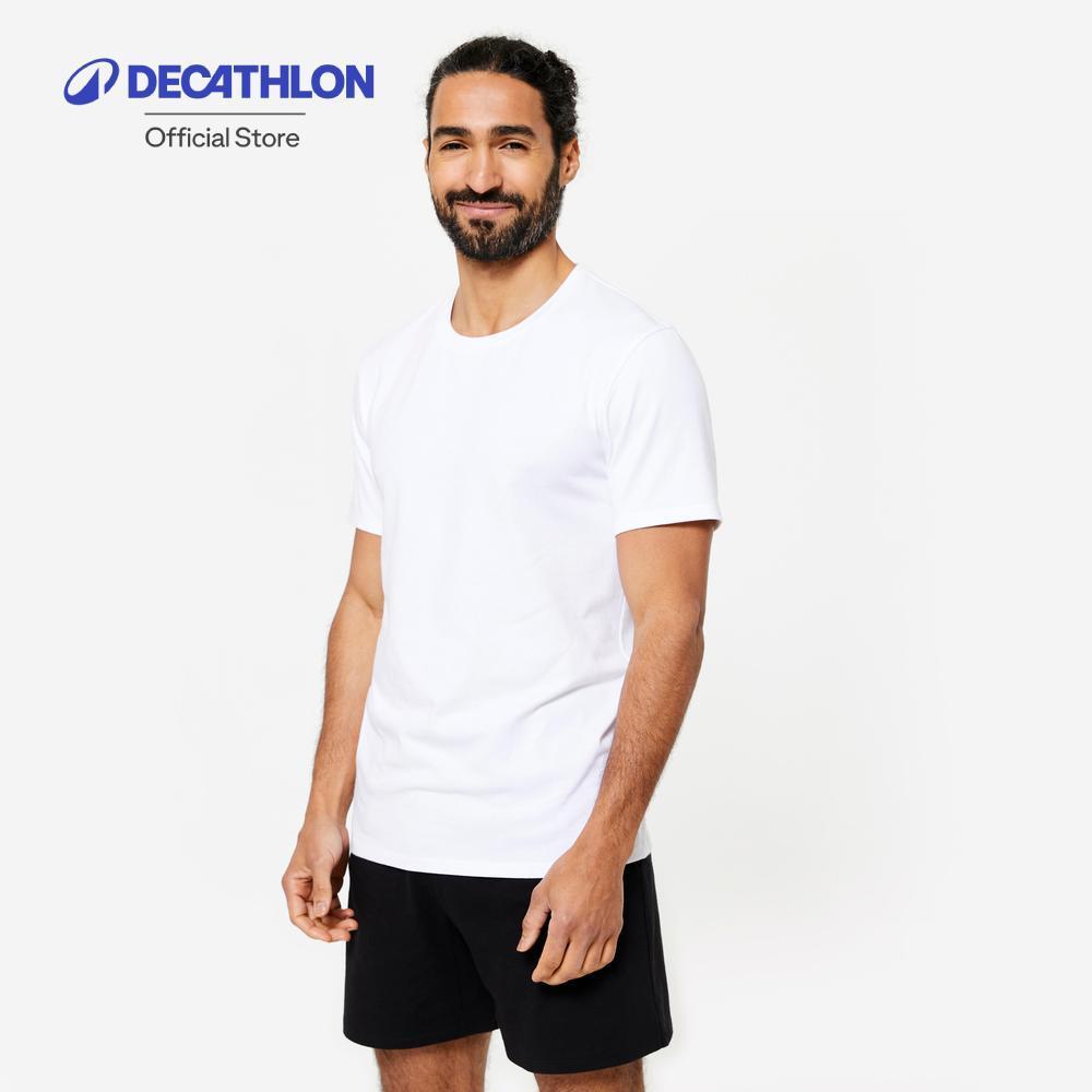 Decathlon Men'S T-Shirt Sportee 100 เสื้อยืดผู้ชายผ้าฝ้าย 100% สำหรับกายบริหาร รุ่น Sportee - White