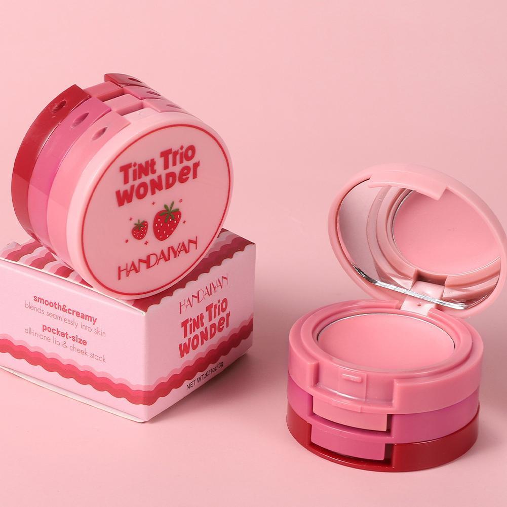 3 In 1 Matte Highlighter Blush Palette Blush Shiny Palette อายแชโดว์แต่งหน้าเครื่องสําอางหญิง R7d6